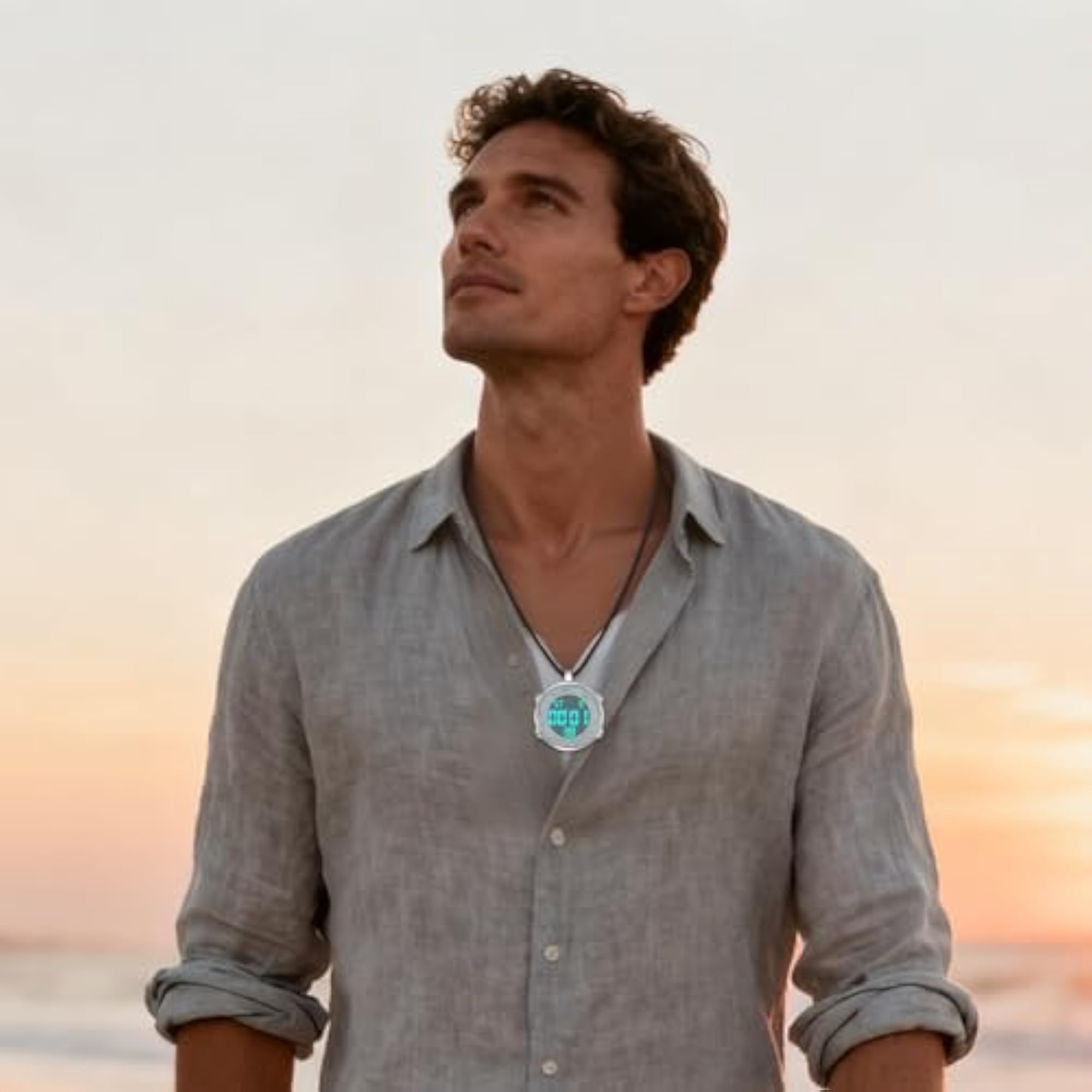 Digital Quartz Pocket Watch with Leather Necklace Chain